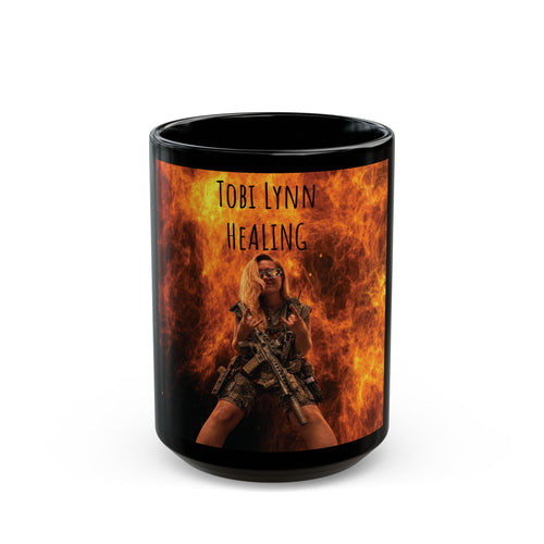 Black Mug — 'Tobi Lynn Healing' Flames Design Coffee Mug