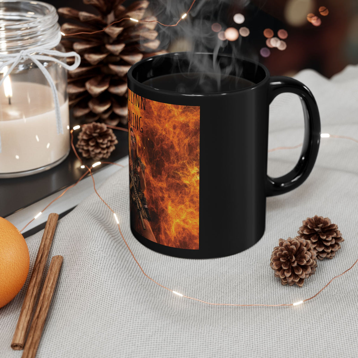 Black Mug — 'Tobi Lynn Healing' Flames Design Coffee Mug