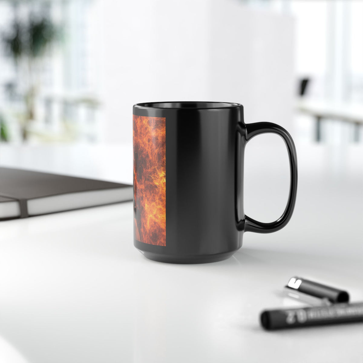 Black Mug — 'Tobi Lynn Healing' Flames Design Coffee Mug